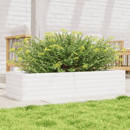 Plantekasse 110x40x23 cm massivt fyrretræ hvid