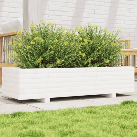Plantekasse 110x40x26,5 cm massivt fyrretræ hvid