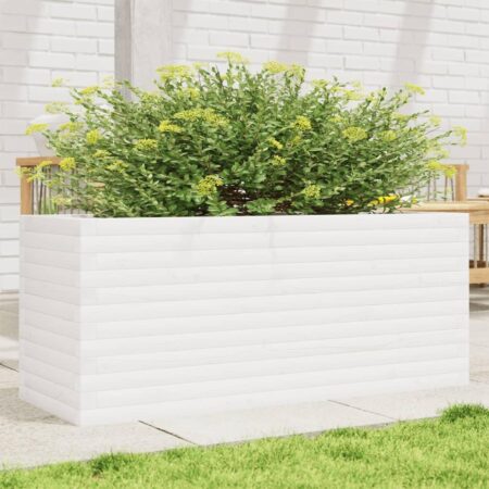 Plantekasse 110x40x46 cm massivt fyrretræ hvid