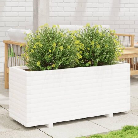 Plantekasse 110x40x49,5 cm massivt fyrretræ hvid