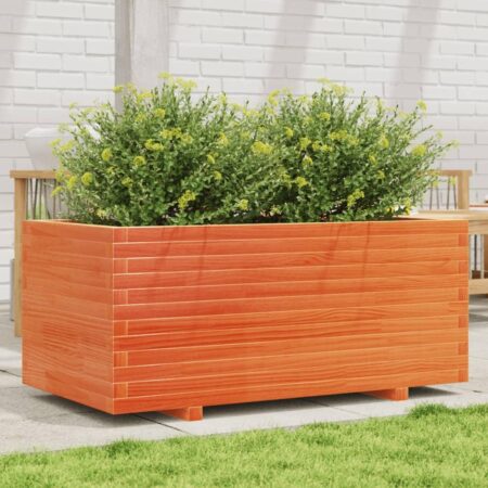 Plantekasse 110x60x49,5 cm massivt fyrretræ gyldenbrun