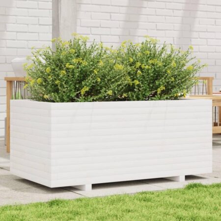 Plantekasse 110x60x49,5 cm massivt fyrretræ hvid