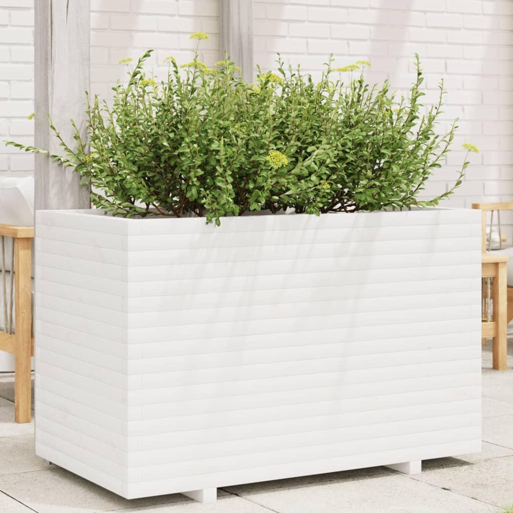 Plantekasse 110x60x72 cm massivt fyrretræ hvid Plantekasse 110x60x72 cm massivt fyrretræ hvid
