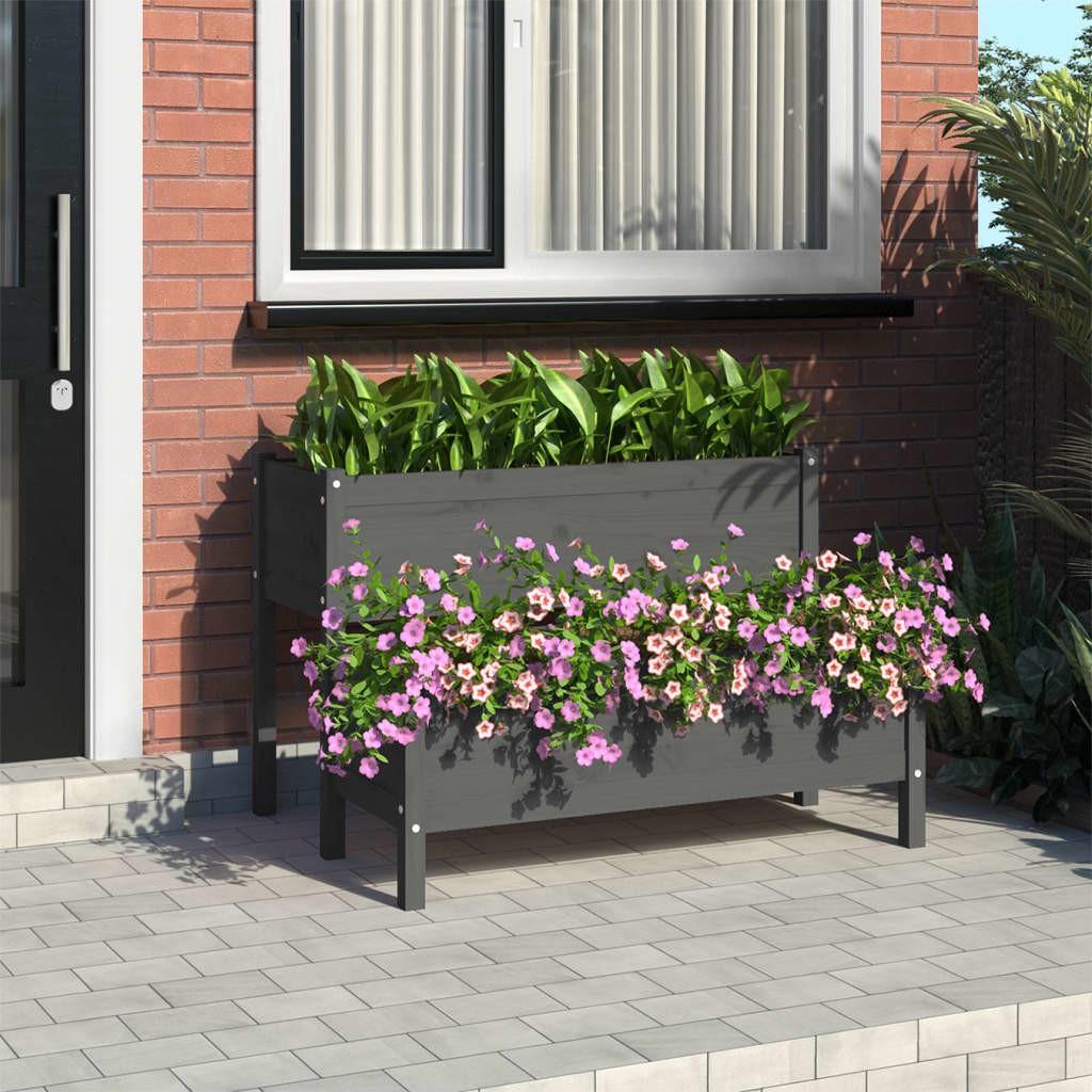 Plantekasse 110x84x75 cm massivt fyrretræ grå Plantekasse 110x84x75 cm massivt fyrretræ grå