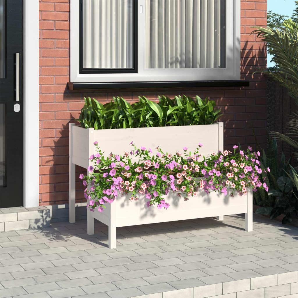 Plantekasse 110x84x75 cm massivt fyrretræ hvid Plantekasse 110x84x75 cm massivt fyrretræ hvid