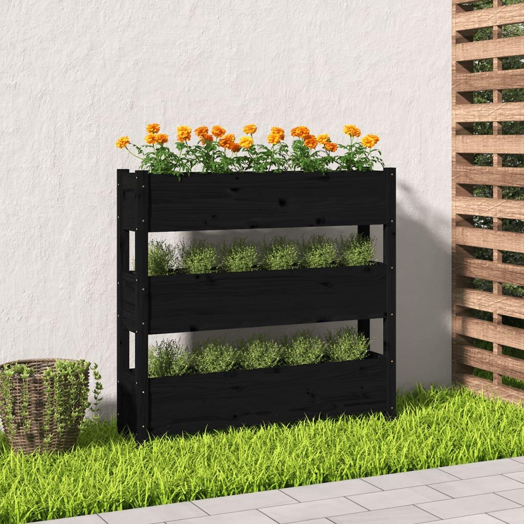 Plantekasse 112x25x104,5 cm massivt fyrretræ sort Plantekasse 112x25x104,5 cm massivt fyrretræ sort