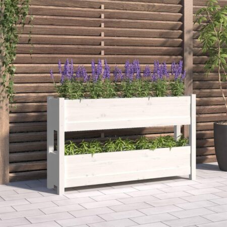 Plantekasse 112x25x66 cm massivt fyrretræ hvid