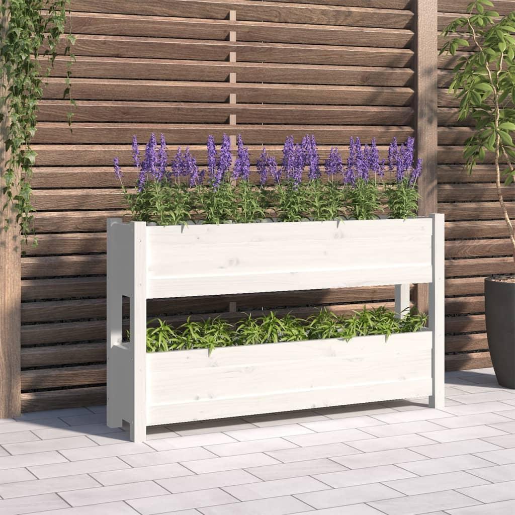 Plantekasse 112x25x66 cm massivt fyrretræ hvid Plantekasse 112x25x66 cm massivt fyrretræ hvid