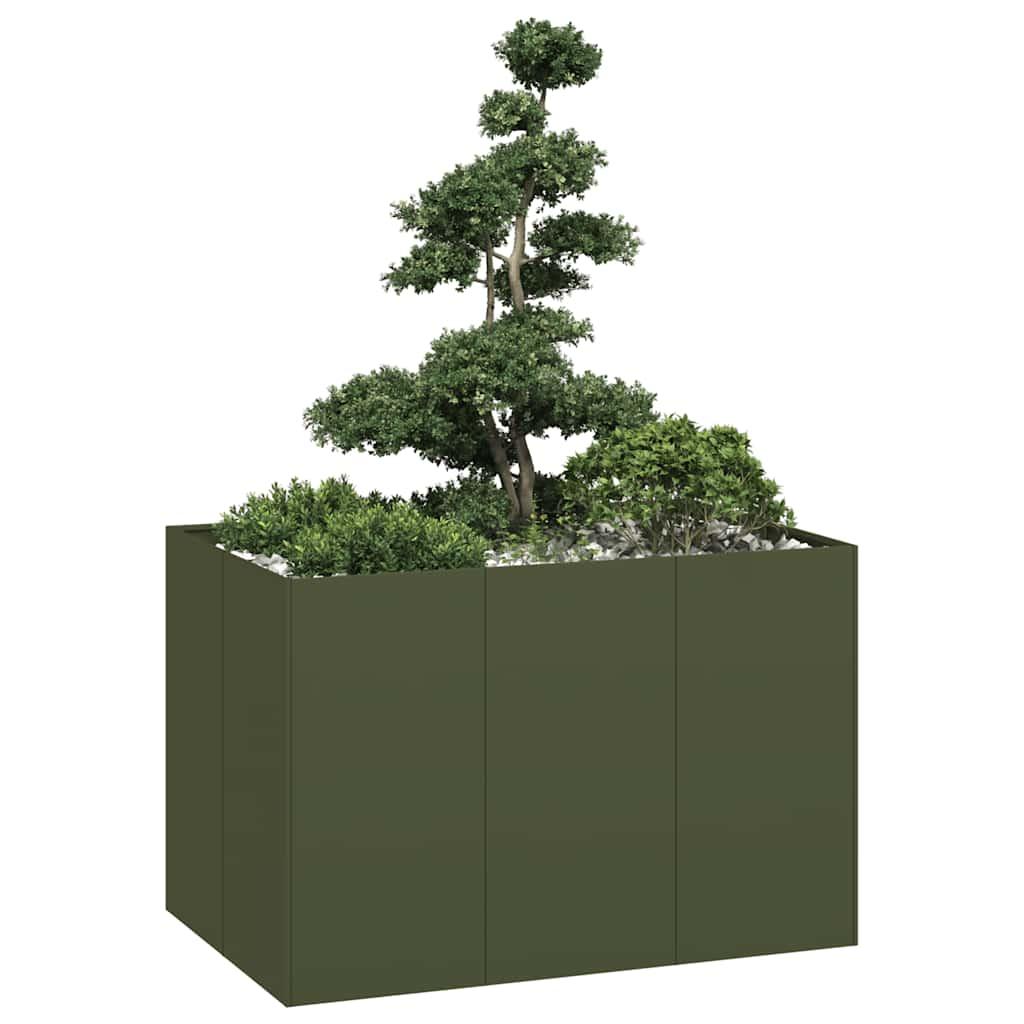 Plantekasse 120x80x80 cm stål olivengrøn Plantekasse 120x80x80 cm stål olivengrøn