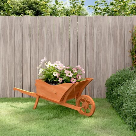 Plantekasse 128x45,5x43 cm trillebørsdesign massivt fyr