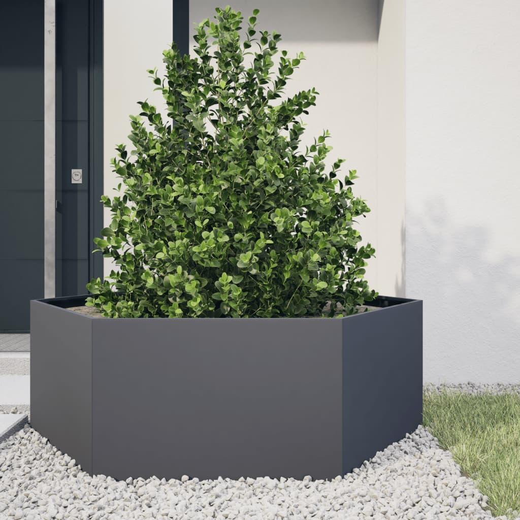 Plantekasse 138x120x45 cm sekskantet stål antracitgrå Plantekasse 138x120x45 cm sekskantet stål antracitgrå