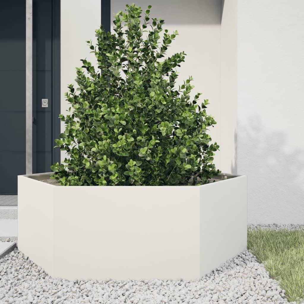 Plantekasse 138x120x45 cm sekskantet stål hvid Plantekasse 138x120x45 cm sekskantet stål hvid