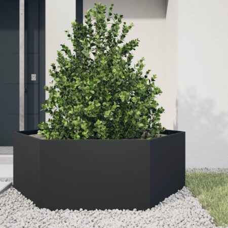 Plantekasse 138x120x45 cm sekskantet stål sort