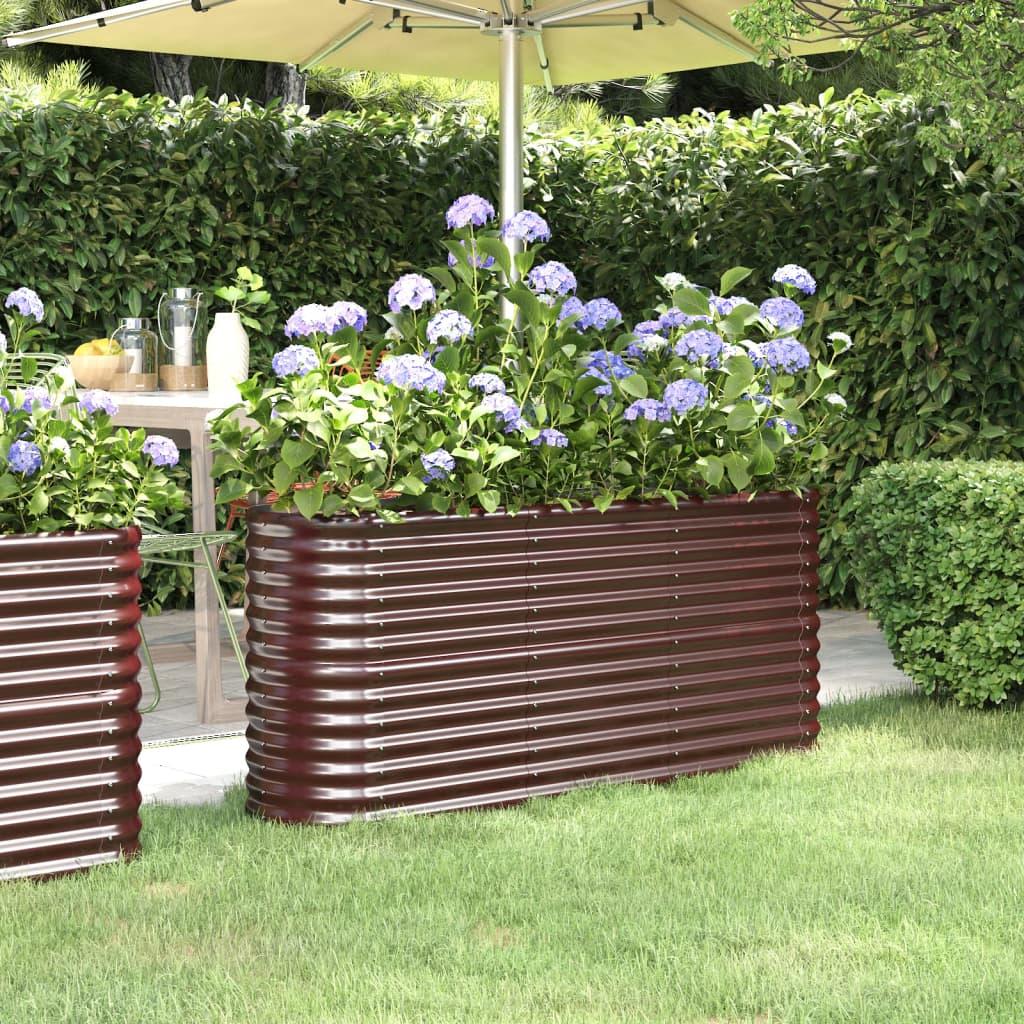 Plantekasse 152x40x68 cm pulverlakeret stål brun Plantekasse 152x40x68 cm pulverlakeret stål brun