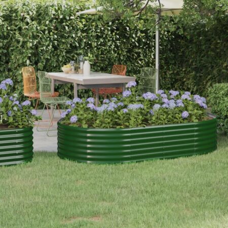 Plantekasse 175x100x36 cm pulverlakeret stål grøn