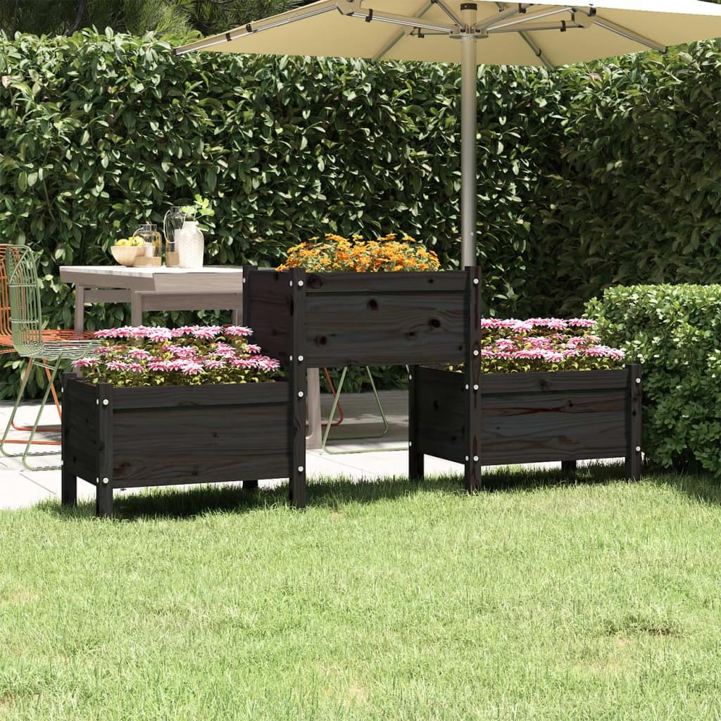 Plantekasse 178,5x44x75 cm massivt fyrretræ sort Plantekasse 178,5x44x75 cm massivt fyrretræ sort