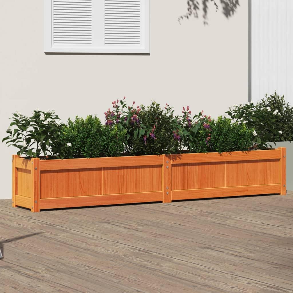 Plantekasse 180x31x31 cm massivt fyrretræ gyldenbrun Plantekasse 180x31x31 cm massivt fyrretræ gyldenbrun
