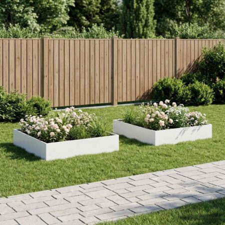 Plantekasse 2 stk. hvid 80 x 80 x 20 cm i koldvalset stål