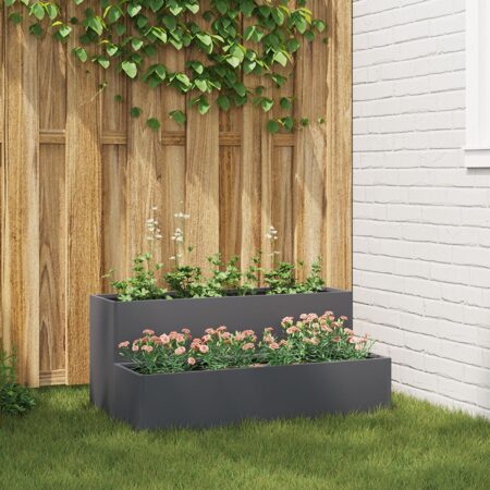 Plantekasse 2-tier 100x60x45 cm antracitgrå plast