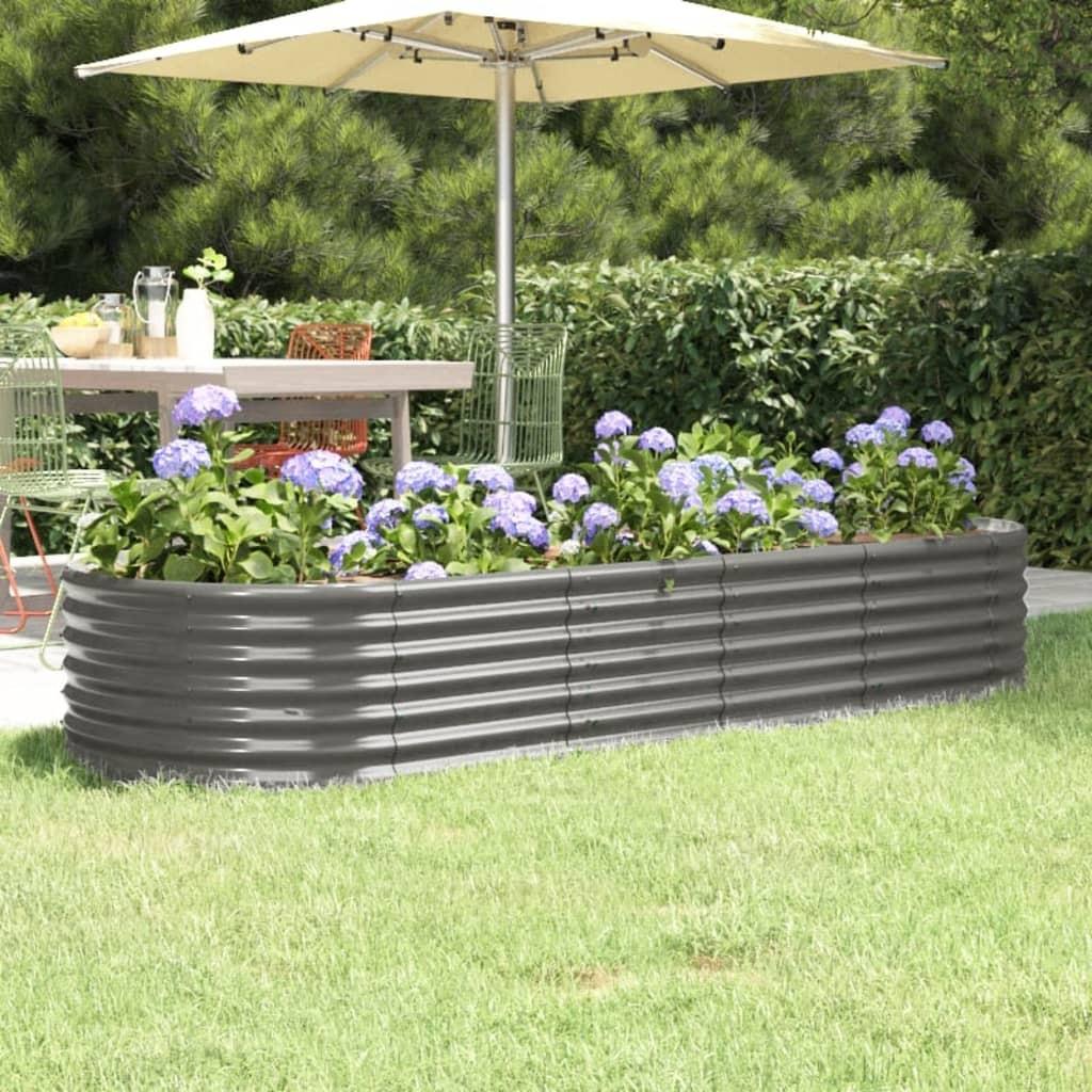 Plantekasse 224x80x36 cm pulverlakeret stål grå Plantekasse 224x80x36 cm pulverlakeret stål grå