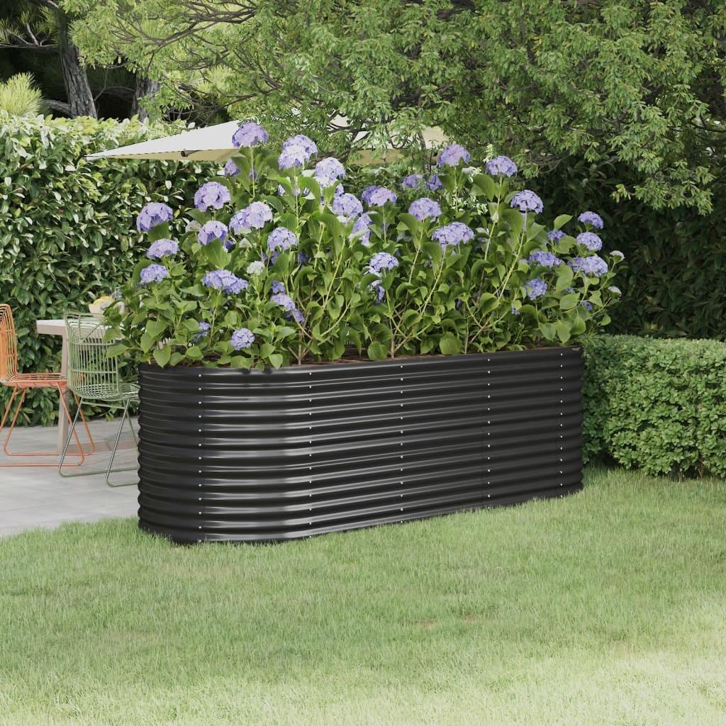 Plantekasse 224x80x68 cm pulverlakeret stål antracitgrå Plantekasse 224x80x68 cm pulverlakeret stål antracitgrå