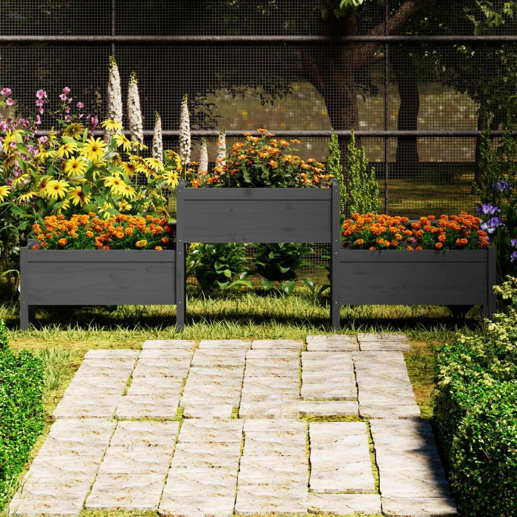 Plantekasse 245,5x44x75 cm massivt fyrretræ grå Plantekasse 245,5x44x75 cm massivt fyrretræ grå