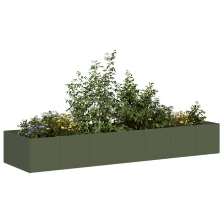 Plantekasse 280x80x40 cm stål olivengrøn