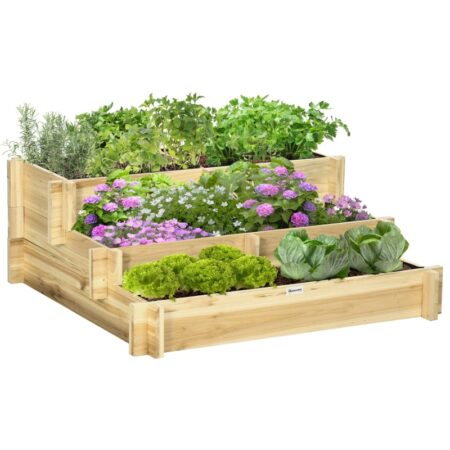 Plantekasse 3-niveauer 93 x 93 x 35 cm Træ