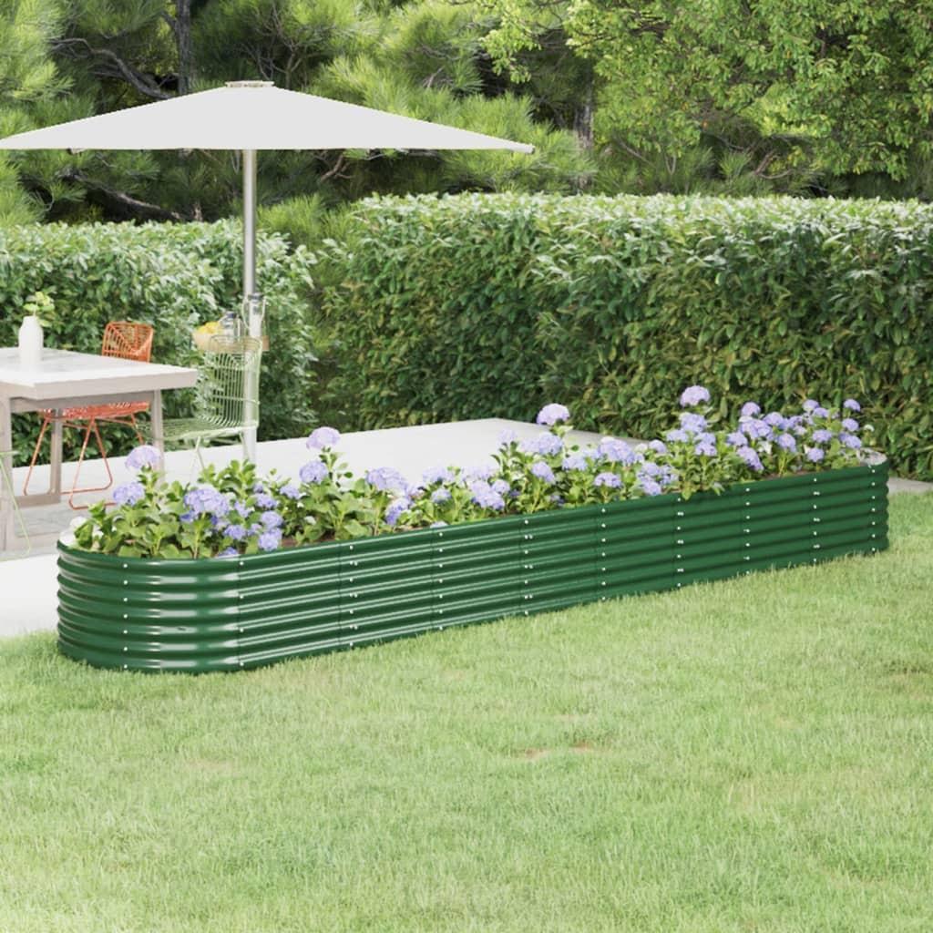 Plantekasse 368x80x36 cm pulverlakeret stål grøn Plantekasse 368x80x36 cm pulverlakeret stål grøn