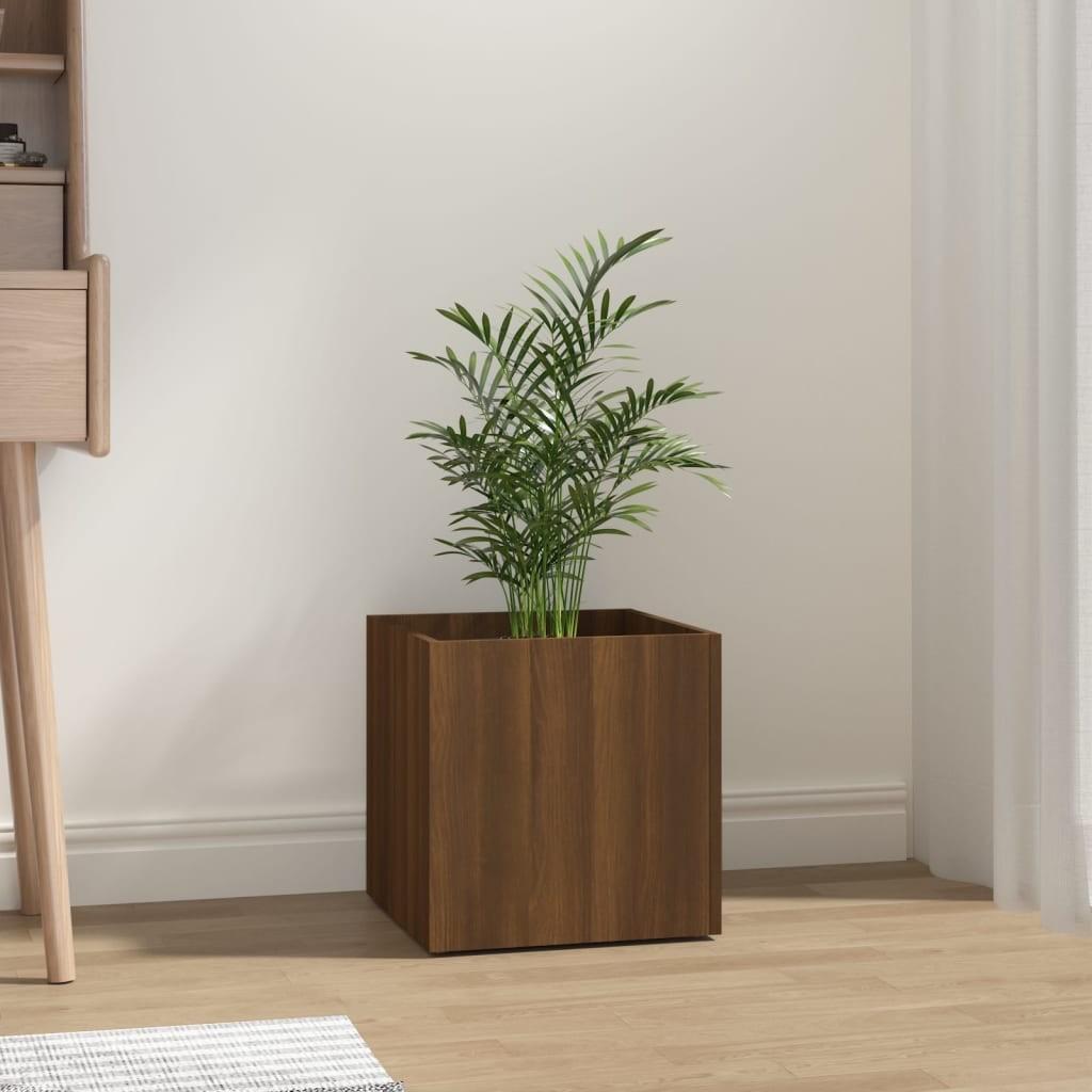 Plantekasse 40x40x40 cm konstrueret træ brun egetræsfarve Plantekasse 40x40x40 cm konstrueret træ brun egetræsfarve