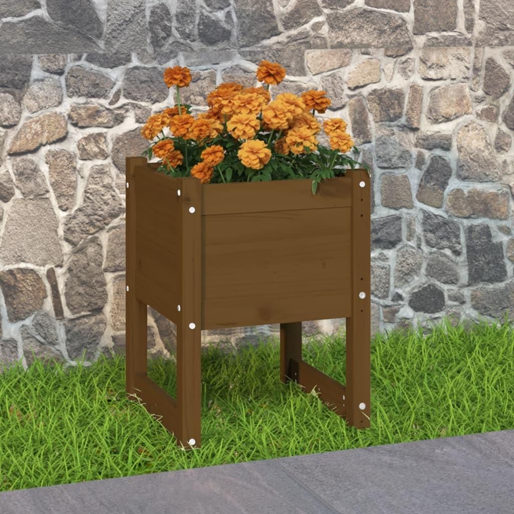 Plantekasse 40x40x52,5 cm massivt fyrretræ gyldenbrun Plantekasse 40x40x52,5 cm massivt fyrretræ gyldenbrun