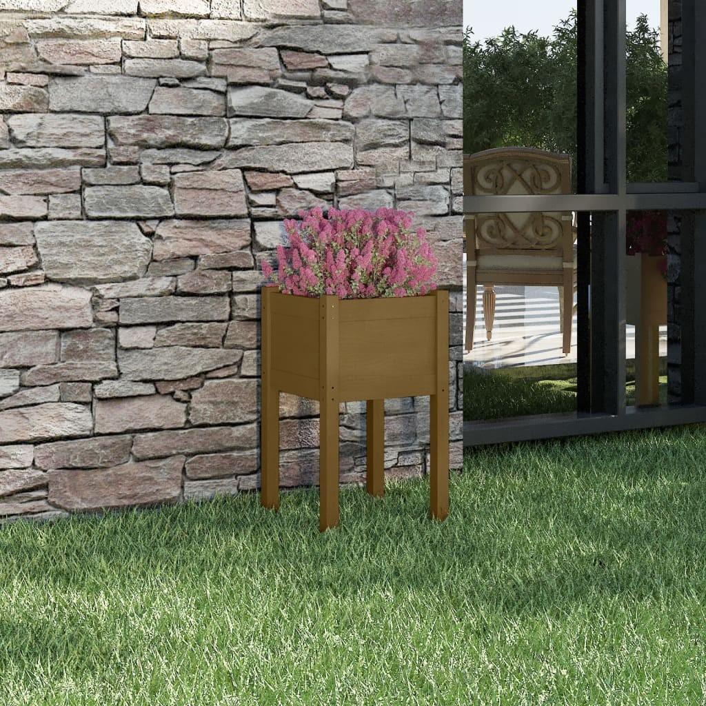 Plantekasse 40x40x70 cm massivt fyrretræ gyldenbrun Plantekasse 40x40x70 cm massivt fyrretræ gyldenbrun