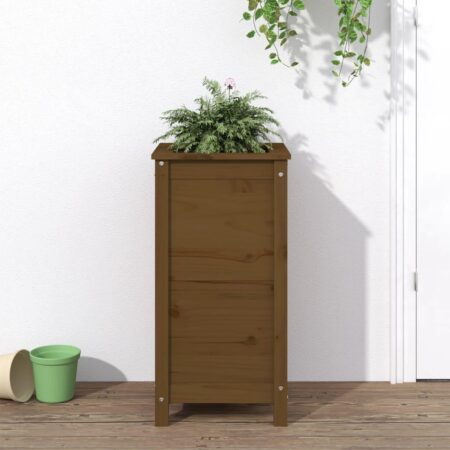 Plantekasse 40x40x78 cm massivt fyrretræ gyldenbrun