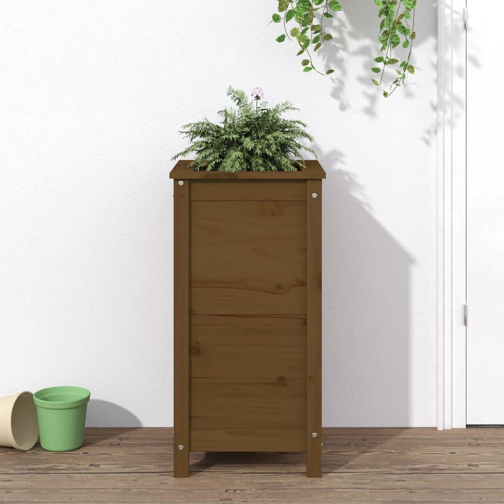 Plantekasse 40x40x78 cm massivt fyrretræ gyldenbrun Plantekasse 40x40x78 cm massivt fyrretræ gyldenbrun