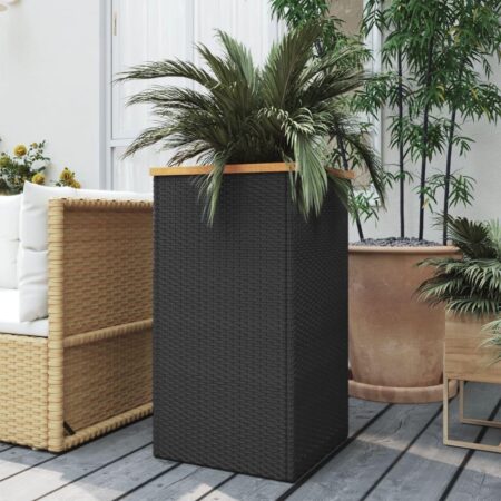 Plantekasse 40x40x80 cm polyrattan sort