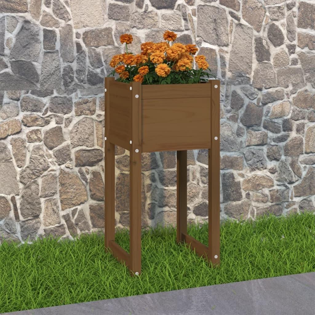Plantekasse 40x40x81 cm massivt fyrretræ gyldenbrun Plantekasse 40x40x81 cm massivt fyrretræ gyldenbrun
