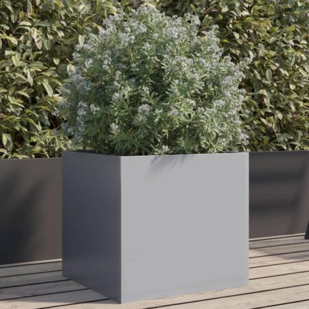 Plantekasse 42x40x39 cm galvaniseret stål sølvfarvet