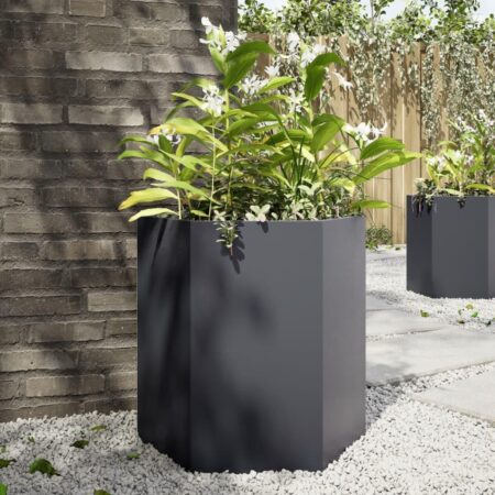 Plantekasse 46x40x45 cm sekskantet stål antracitgrå