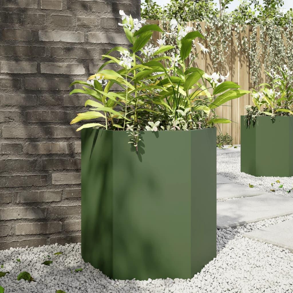 Plantekasse 46x40x45 cm sekskantet stål olivengrøn Plantekasse 46x40x45 cm sekskantet stål olivengrøn