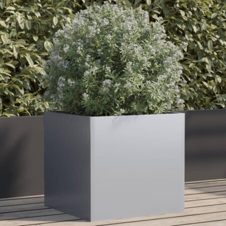 Plantekasse 49x47x46 cm galvaniseret stål sølvfarvet