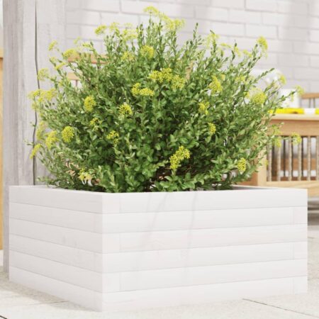 Plantekasse 50x50x23 cm massivt fyrretræ hvid