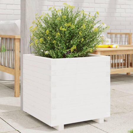 Plantekasse 50x50x49,5 cm massivt fyrretræ hvid