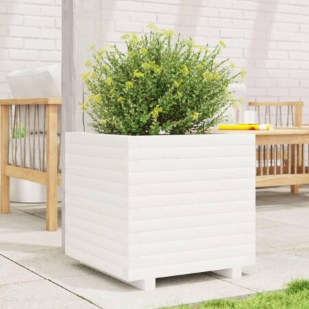 Plantekasse 50x50x49,5 cm massivt fyrretræ hvid