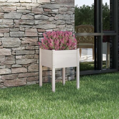 Plantekasse 50x50x70 cm massivt fyrretræ hvid