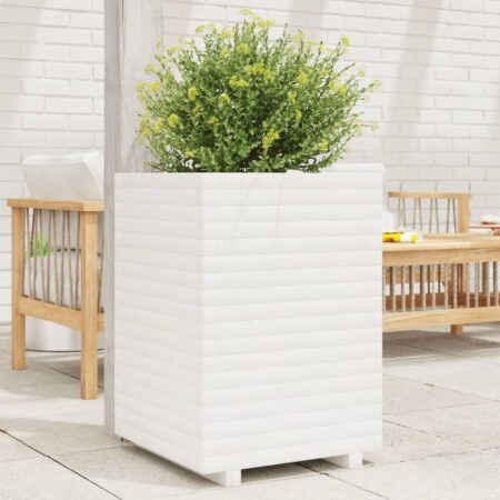Plantekasse 50x50x72 cm massivt fyrretræ hvid