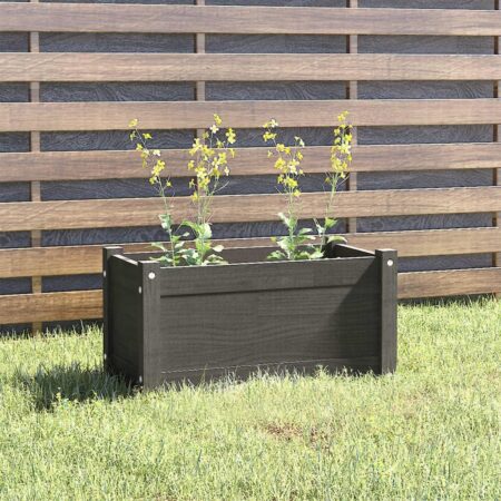 Plantekasse 60x31x31 cm massivt fyrretræ grå