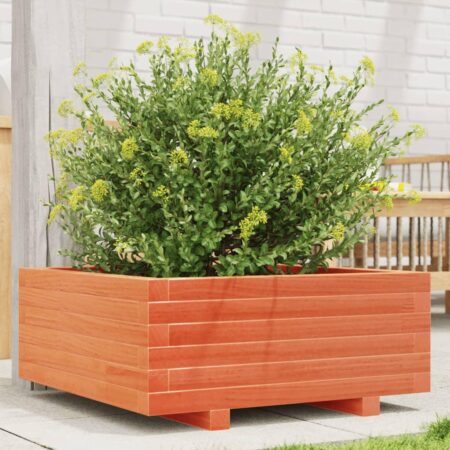 Plantekasse 60x60x26,5 cm massivt fyrretræ gyldenbrun