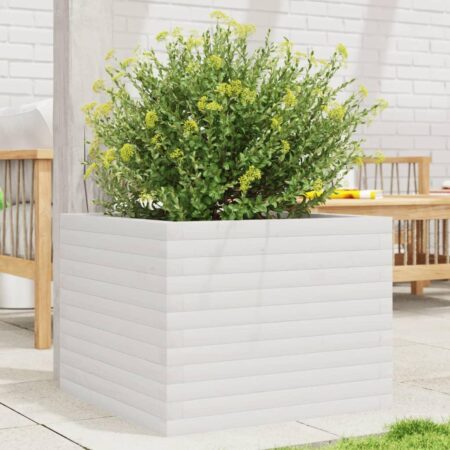 Plantekasse 60x60x45,5 cm massivt fyrretræ hvid