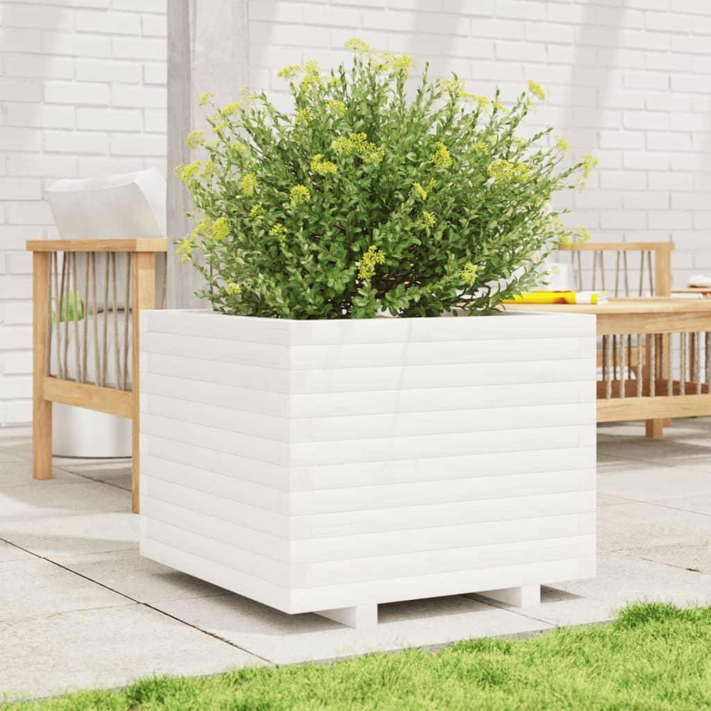 Plantekasse 60x60x49,5 cm massivt fyrretræ hvid Plantekasse 60x60x49,5 cm massivt fyrretræ hvid