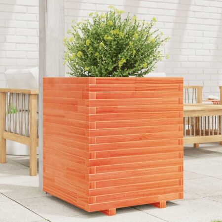 Plantekasse 60x60x72 cm massivt fyrretræ gyldenbrun